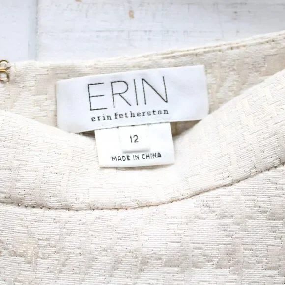 Erin Fetherston Nellie Houndstooth A-Line Cream Metallic Midi Skirt​​​ Size 12 - Picture 3 of 7